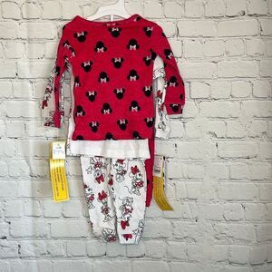 Toddler Girls Minnie Mouse Snug Fit Pajama set Red size 12M‎ New with tags